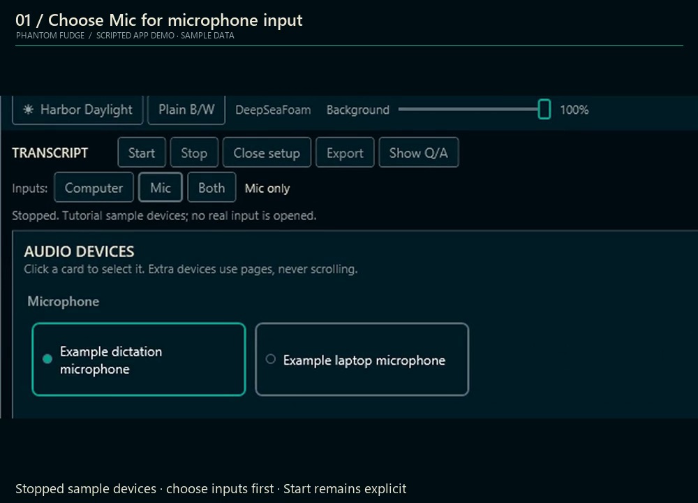 Scripted sample switching from Microphone to Both input modes